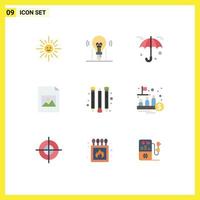 Pack of 9 Modern Flat Colors Signs and Symbols for Web Print Media such as fund pencil science image document Editable Vector Design Elements