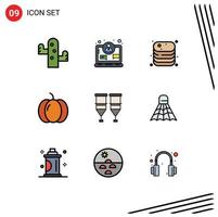 Stock Vector Icon Pack of 9 Line Signs and Symbols for blood pumpkin beef halloween shop Editable Vector Design Elements