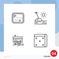 4 Universal Line Signs Symbols of map card flag travel plus Editable Vector Design Elements