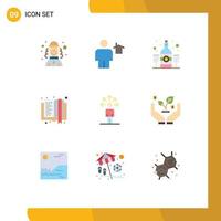 9 Universal Flat Color Signs Symbols of communication e learning human e book drink Editable Vector Design Elements
