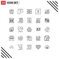 Set of 25 Modern UI Icons Symbols Signs for basket sauna design refrigerator fridge Editable Vector Design Elements