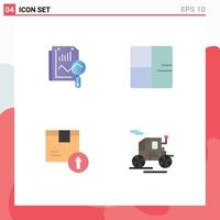 Group of 4 Modern Flat Icons Set for file arrow up computing buildings delivery Editable Vector Design Elements