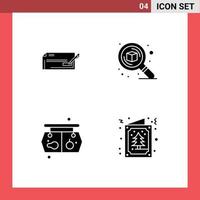 Group of 4 Solid Glyphs Signs and Symbols for check thinking business design shopping Editable Vector Design Elements