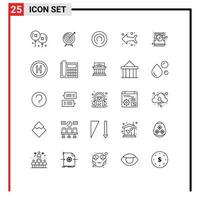 Pictogram Set of 25 Simple Lines of computer left goal arrow alternative currency Editable Vector Design Elements