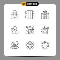 Universal Icon Symbols Group of 9 Modern Outlines of person employee sport data graph Editable Vector Design Elements