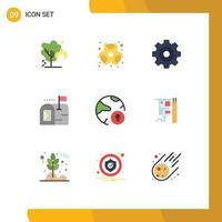 Paquete de 9 colores planos de interfaz de usuario de signos y símbolos modernos de Internet de candado para crear elementos de diseño de vectores editables de correo global