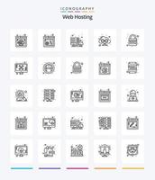 Creative Web Hosting 25 OutLine icon pack  Such As internet. domain. internet. web. browser vector