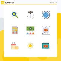 Universal Icon Symbols Group of 9 Modern Flat Colors of online business globe document process Editable Vector Design Elements