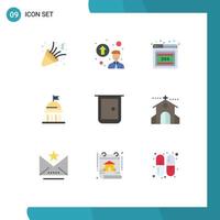 Set of 9 Modern UI Icons Symbols Signs for home door error buildings politics Editable Vector Design Elements