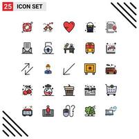 Pictogram Set of 25 Simple Filled line Flat Colors of information arts heart art basket Editable Vector Design Elements