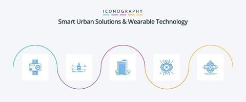 Smart Urban Solutions And Wearable Technology Blue 5 Icon Pack Including cyber. ar. safety. smart. plant vector