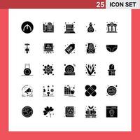 Pack of 25 creative Solid Glyphs of banking toddler movement soft skin care Editable Vector Design Elements