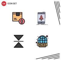 Universal Icon Symbols Group of 4 Modern Filledline Flat Colors of arrow up phone logistic gaming mirror Editable Vector Design Elements