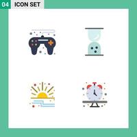 Set of 4 Modern UI Icons Symbols Signs for game controller price business time clock Editable Vector Design Elements