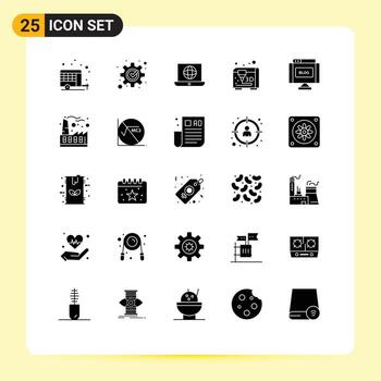 Modern Set of 25 Solid Glyphs and symbols such as write edit laptop blog modeling Editable Vector Design Elements