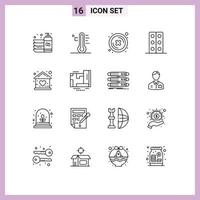 Outline Pack of 16 Universal Symbols of tray lab sun biology delete Editable Vector Design Elements