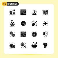 Pictogram Set of 16 Simple Solid Glyphs of group laptop development communication school Editable Vector Design Elements