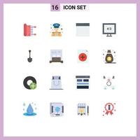 16 Flat Color concept for Websites Mobile and Apps digging tool app shovel tv Editable Pack of Creative Vector Design Elements