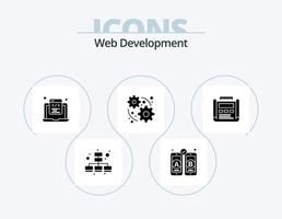 Web Development Glyph Icon Pack 5 Icon Design. drawing. design. html coding. blueprint. web vector