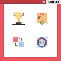 Stock Vector Icon Pack of 4 Line Signs and Symbols for cup gauge box file meter Editable Vector Design Elements