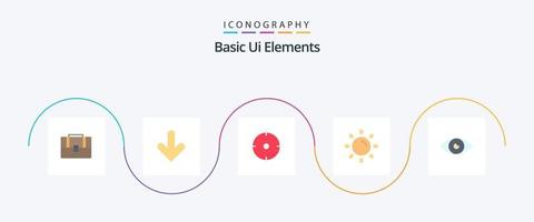 Basic Ui Elements Flat 5 Icon Pack Including basic icon. shine. archer. sun. brightness vector