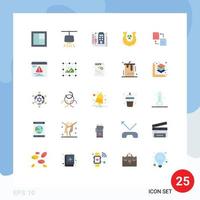 Pack of 25 Modern Flat Colors Signs and Symbols for Web Print Media such as data horseshoe blue print golden print Editable Vector Design Elements