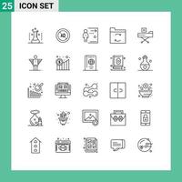 25 User Interface Line Pack of modern Signs and Symbols of bed data digital backup job Editable Vector Design Elements