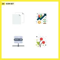 Pack of 4 Modern Flat Icons Signs and Symbols for Web Print Media such as copy database file management server Editable Vector Design Elements