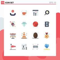 Pack of 16 Modern Flat Colors Signs and Symbols for Web Print Media such as hands egg browser pan camping Editable Pack of Creative Vector Design Elements