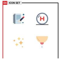 4 Universal Flat Icons Set for Web and Mobile Applications book cleaning care hospital wash Editable Vector Design Elements