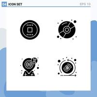 4 Creative Icons Modern Signs and Symbols of control finance track disk payment Editable Vector Design Elements