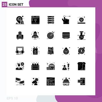 25 interfaz de usuario paquete de glifos sólidos de signos y símbolos modernos de diseño datos de deslizamiento gesto elementos de diseño vectorial editables web vector
