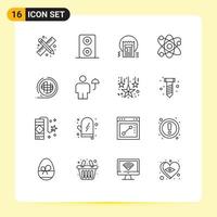 Pack of 16 creative Outlines of shaping environment news earth bio Editable Vector Design Elements