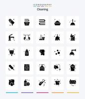 paquete de iconos negros sólidos de 25 glifos de limpieza creativa, como bruja. limpieza. limpio. Escoba. limpieza vector