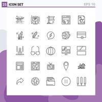 Set of 25 Modern UI Icons Symbols Signs for music file carnival webpage development Editable Vector Design Elements