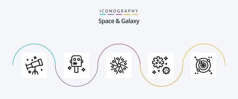 paquete de íconos de space and galaxy line 5 que incluye . orbita. planeta. galaxia. meteorito vector