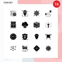 16 Universal Solid Glyph Signs Symbols of box navigation accept map mark Editable Vector Design Elements