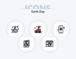 Earth Day Line Filled Icon Pack 5 Icon Design. calender. shirt. earth day. energy. eco vector