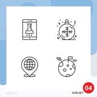 Group of 4 Modern Filledline Flat Colors Set for lab app global smart lab christmas internet Editable Vector Design Elements