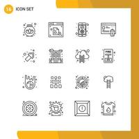 16 User Interface Outline Pack of modern Signs and Symbols of city up development arrow been Editable Vector Design Elements