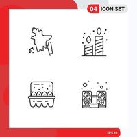 Modern Set of 4 Filledline Flat Colors Pictograph of bangladesh eggs birthday party computer Editable Vector Design Elements