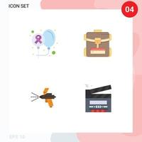 Modern Set of 4 Flat Icons Pictograph of balloons spray health backbag gun Editable Vector Design Elements