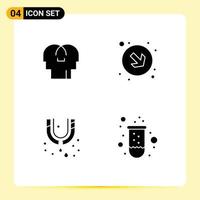Stock Vector Icon Pack of 4 Line Signs and Symbols for empathy plumber head right experiment Editable Vector Design Elements