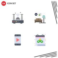 4 Flat Icon concept for Websites Mobile and Apps internet mobile things living video Editable Vector Design Elements