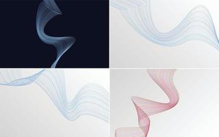 Set of 4 abstract wave backgrounds for a unique look vector