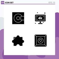 Pack of 4 creative Solid Glyphs of devices add on products smart tv plugin Editable Vector Design Elements