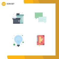 Editable Vector Line Pack of 4 Simple Flat Icons of birthday lamp chat education web Editable Vector Design Elements