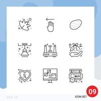 Outline Pack of 9 Universal Symbols of wifi router food iot light Editable Vector Design Elements