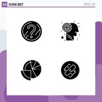 Editable Vector Line Pack of 4 Simple Solid Glyphs of question analytics solution brain finance Editable Vector Design Elements