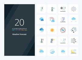 20 Weather Flat Color icon for presentation vector